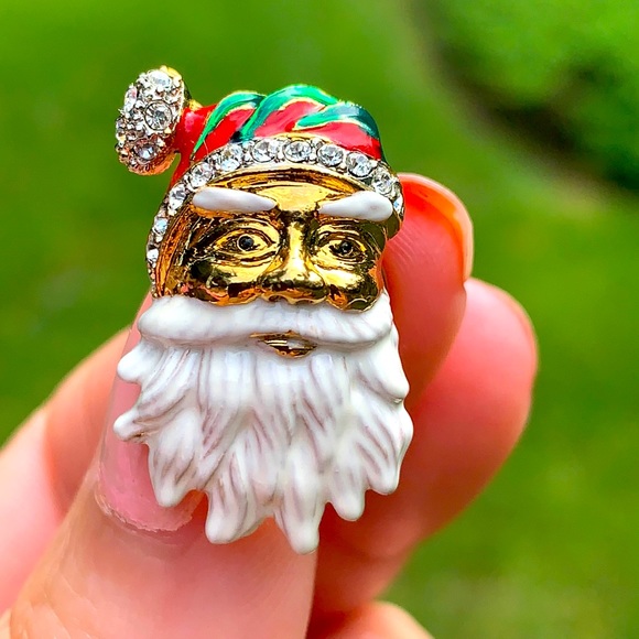 New Santa with Crystals Pin - Picture 1 of 5